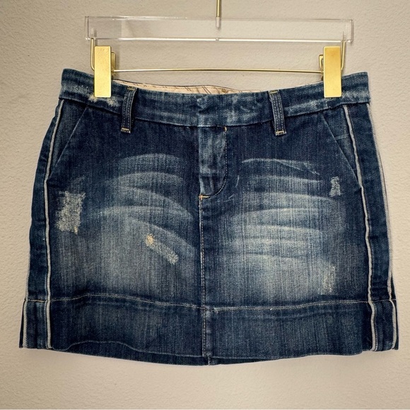 Bebe Y2K Distressed Denim Mini Skirt Women’s size 28 - Picture 1 of 11
